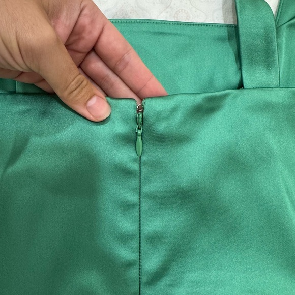 Abercrombie & Fitch Sculpting Stretch Satin Midi Dress Teal Green - Picture 8 of 14